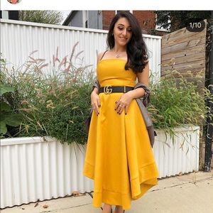 Yellow midi cocktail dress